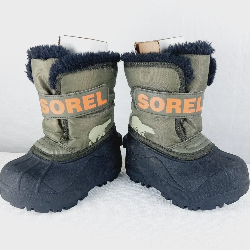 Sorel Boys' Stone Green Alpine Tundra Insulated Snow Commander Winter Boots Sz 7